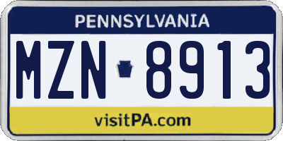 PA license plate MZN8913