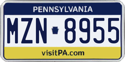 PA license plate MZN8955