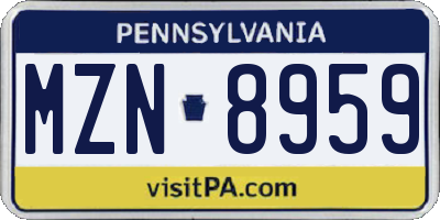 PA license plate MZN8959