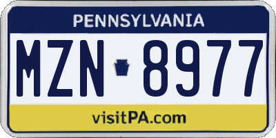 PA license plate MZN8977