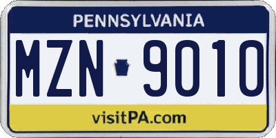 PA license plate MZN9010