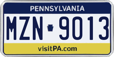 PA license plate MZN9013