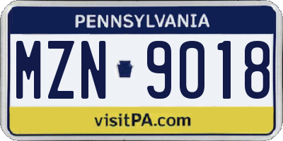 PA license plate MZN9018