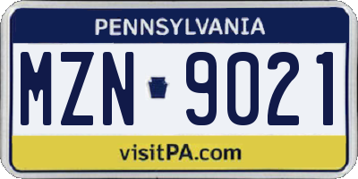 PA license plate MZN9021