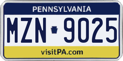 PA license plate MZN9025