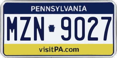 PA license plate MZN9027