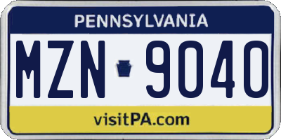 PA license plate MZN9040