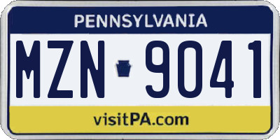 PA license plate MZN9041