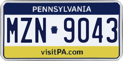 PA license plate MZN9043