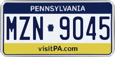 PA license plate MZN9045