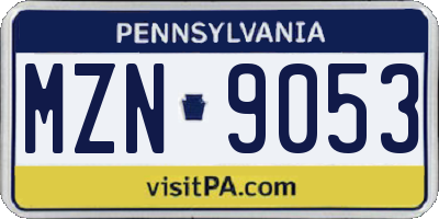 PA license plate MZN9053