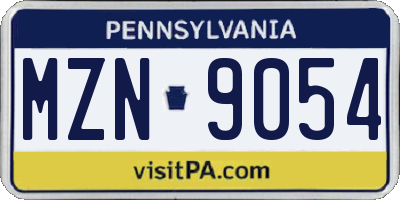 PA license plate MZN9054