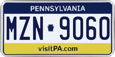 PA license plate MZN9060