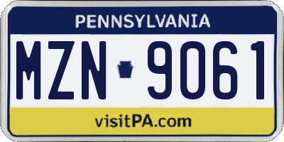 PA license plate MZN9061