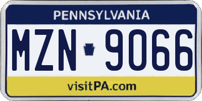 PA license plate MZN9066