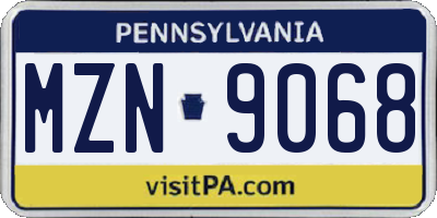 PA license plate MZN9068