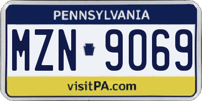 PA license plate MZN9069