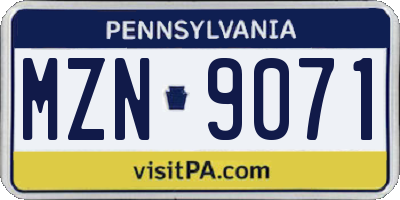 PA license plate MZN9071