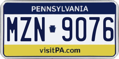 PA license plate MZN9076