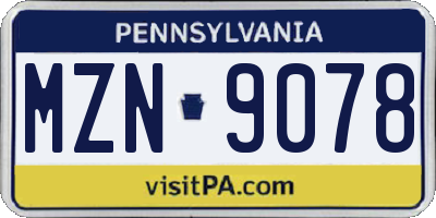 PA license plate MZN9078