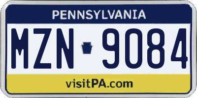 PA license plate MZN9084