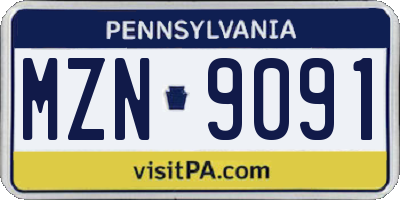 PA license plate MZN9091