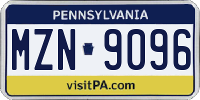 PA license plate MZN9096