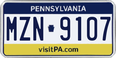 PA license plate MZN9107