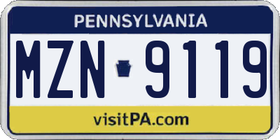 PA license plate MZN9119