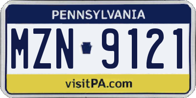 PA license plate MZN9121
