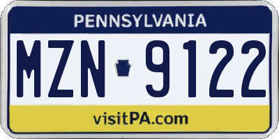 PA license plate MZN9122