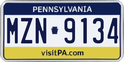 PA license plate MZN9134