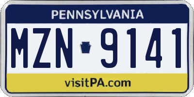 PA license plate MZN9141