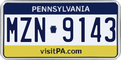 PA license plate MZN9143