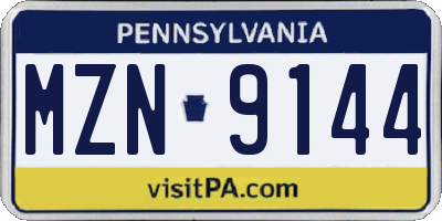 PA license plate MZN9144