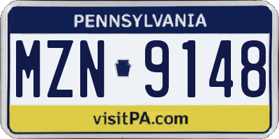 PA license plate MZN9148