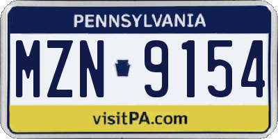 PA license plate MZN9154