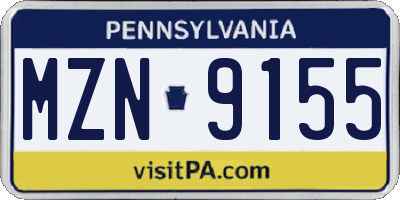 PA license plate MZN9155