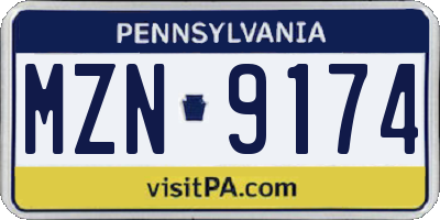 PA license plate MZN9174