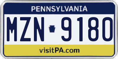 PA license plate MZN9180