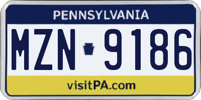 PA license plate MZN9186
