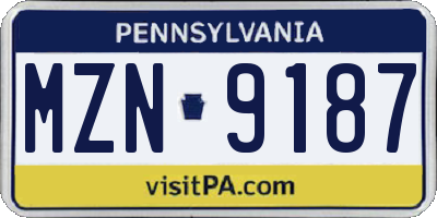 PA license plate MZN9187