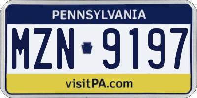 PA license plate MZN9197