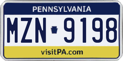 PA license plate MZN9198