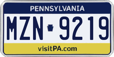 PA license plate MZN9219
