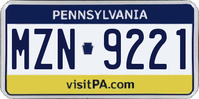 PA license plate MZN9221
