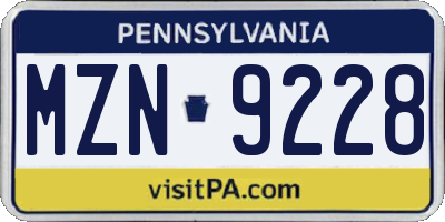 PA license plate MZN9228