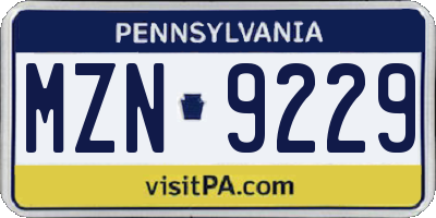 PA license plate MZN9229