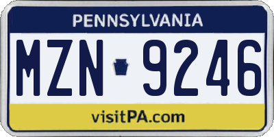 PA license plate MZN9246