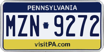 PA license plate MZN9272
